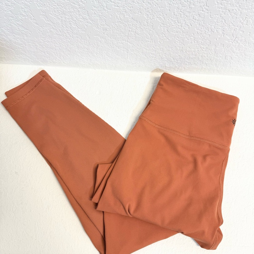 Athleta Rust Rise Up Rib 7/8 Yoga Fitness Pant Med Tall - Picture 9 of 10